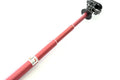 Aluminium alloy selfie stick extended with a mobile phone attached, shown in black, gold, and pink colour variants.
