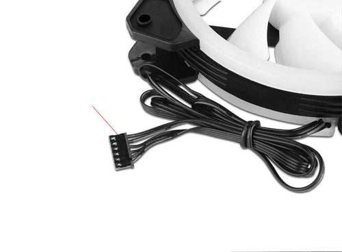 12cm camouflage pattern PC chassis fan with glowing RGB LEDs on the blades