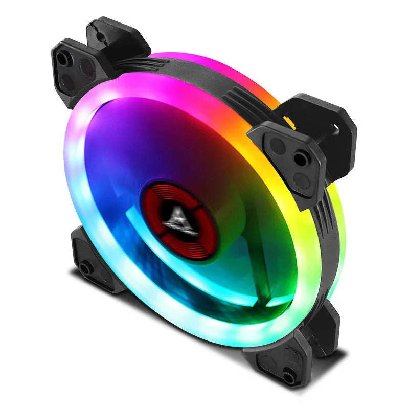 12cm camouflage pattern PC chassis fan with glowing RGB LEDs on the blades