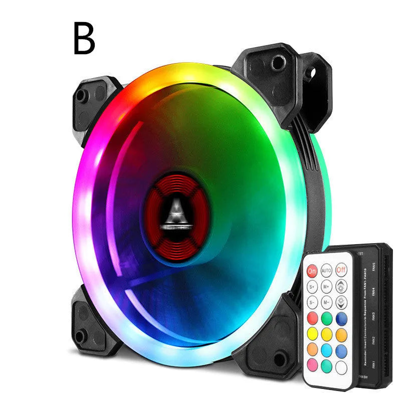 12cm camouflage pattern PC chassis fan with glowing RGB LEDs on the blades