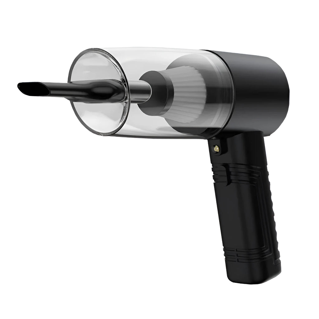Starry Sky Black dual-use car and home vacuum cleaner with five suction head accessories and long power cord.