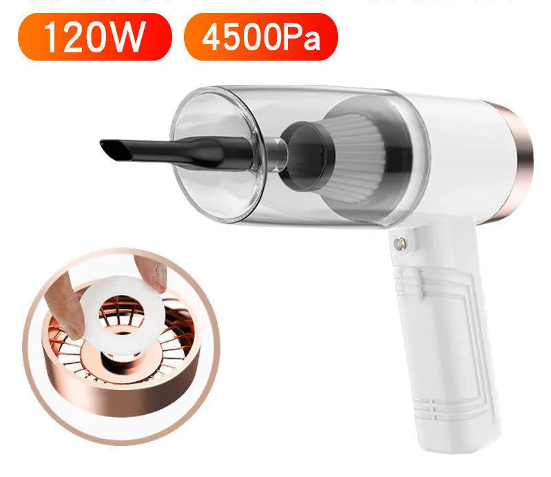 Starry Sky Black dual-use car and home vacuum cleaner with five suction head accessories and long power cord.