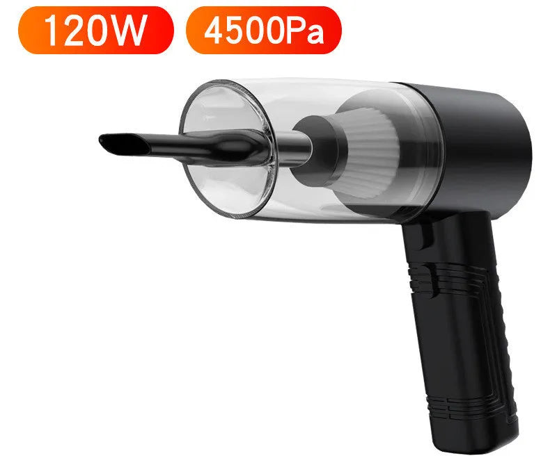 Starry Sky Black dual-use car and home vacuum cleaner with five suction head accessories and long power cord.