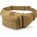 Tactical multifunctional waist bag in black colour with adjustable strap and storage compartments