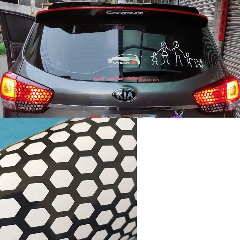 Car honeycomb rear taillight decoration sticker rectangular paper 48cm x 30cm black