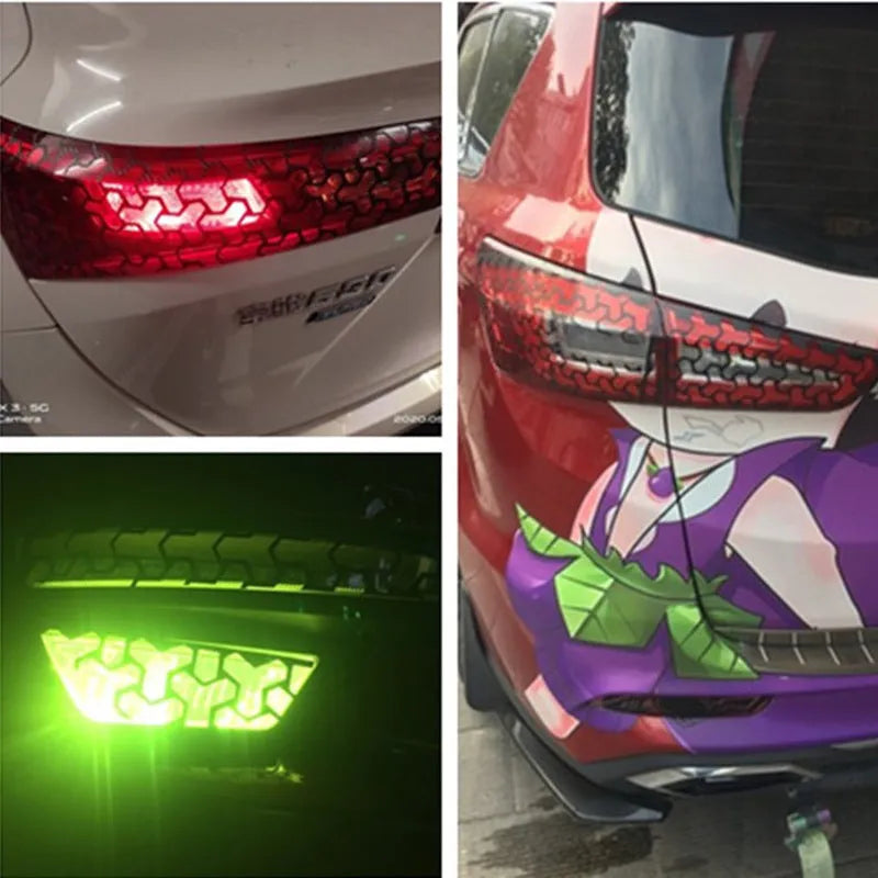 Car honeycomb rear taillight decoration sticker rectangular paper 48cm x 30cm black