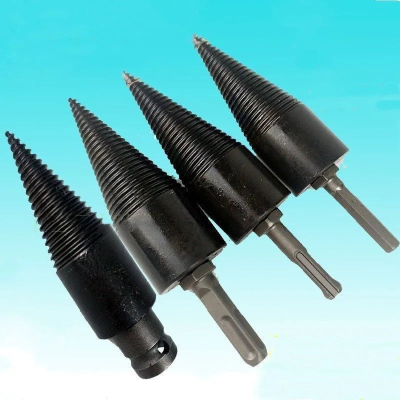 Hexagonal firewood splitter drill bit in 32mm and 42mm sizes for electric hand drills.