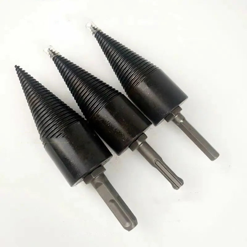 Hexagonal firewood splitter drill bit in 32mm and 42mm sizes for electric hand drills.