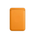 Black PU leather iPhone case with a built-in magnetic card holder on the back.