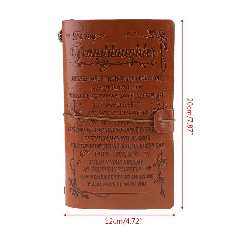 Leather strap-bound hand ledger notebook with warm brown acid-free paper pages