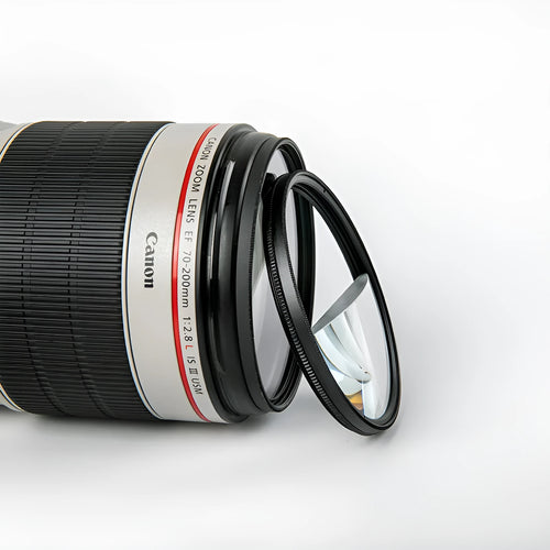 77mm half moon mirror split focus filter for SLR cameras with microfibre cloth and storage bag