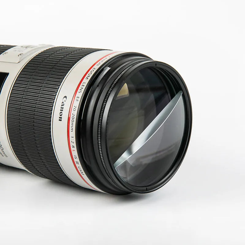 77mm half moon mirror split focus filter for SLR cameras with microfibre cloth and storage bag