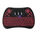Flying Squirrel brand mini wireless keyboard with multi-colour backlit keys on English layout
