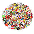 Assortment of 100 mixed graffiti and cartoon car stickers on a 10cm by 12cm card.