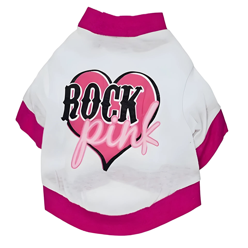 A cotton T-shirt for pets in a leisure style, shown in sizes XS, S, M, and L.