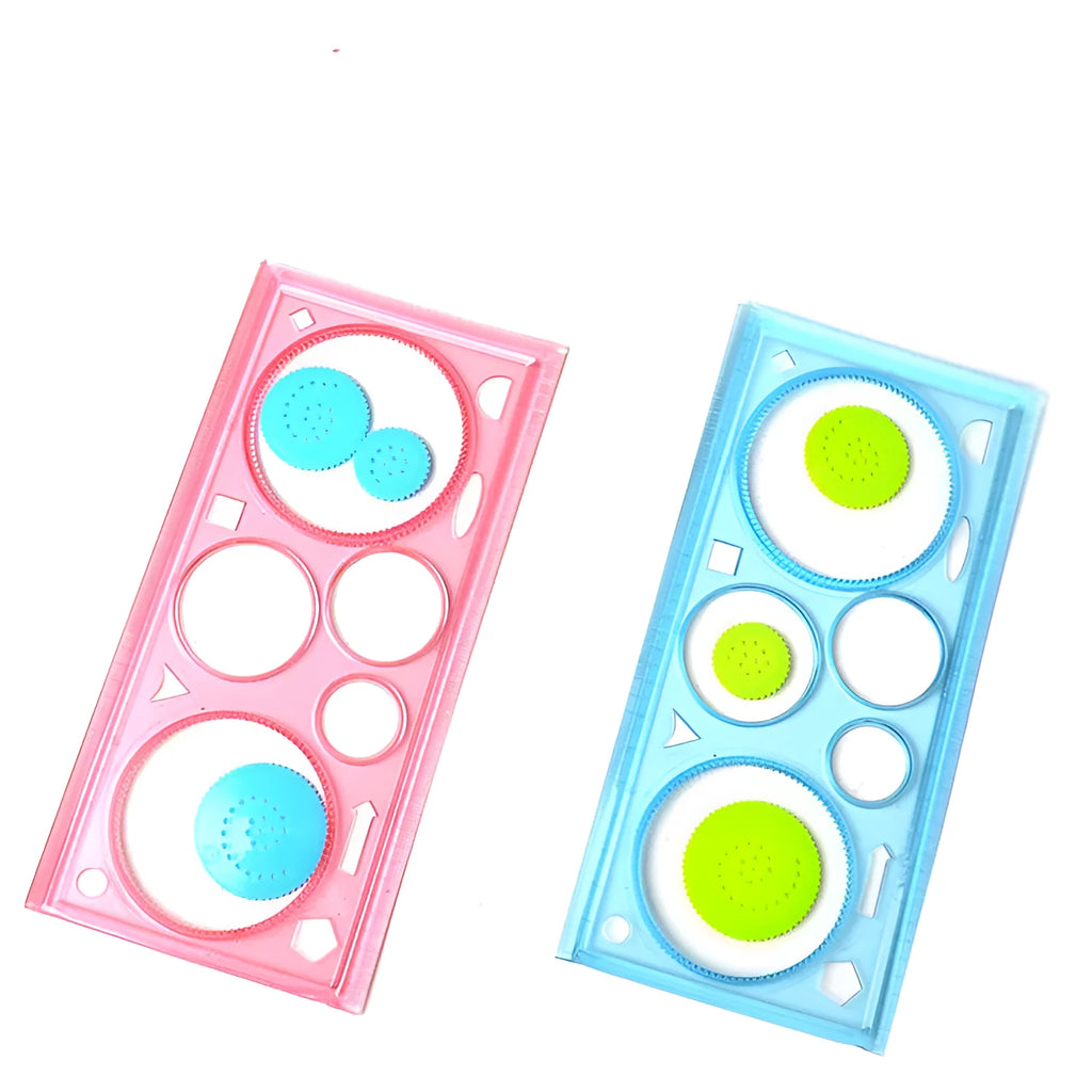 Plastic hollow wreath drawing template set showing multiple stencil shapes for craft projects