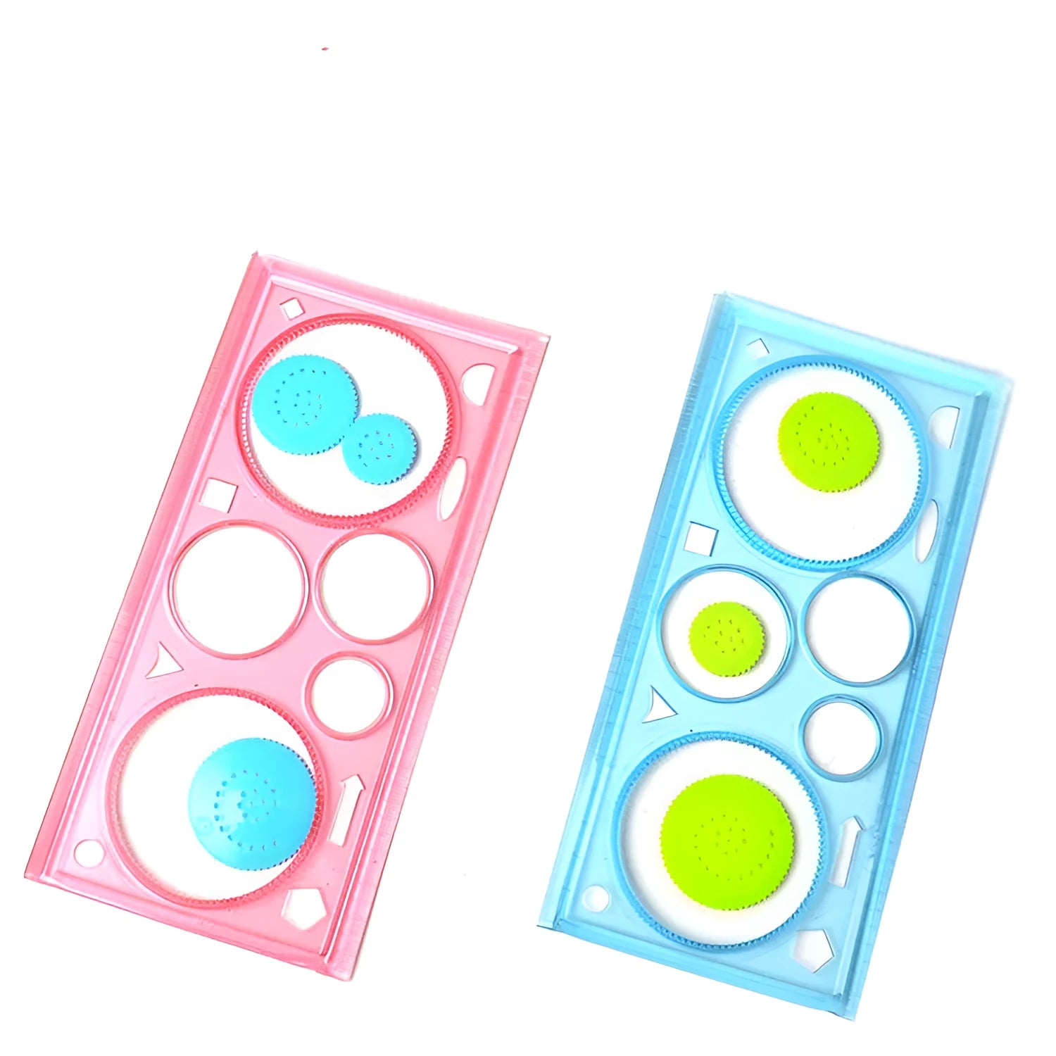 Plastic hollow wreath drawing template set showing multiple stencil shapes for craft projects