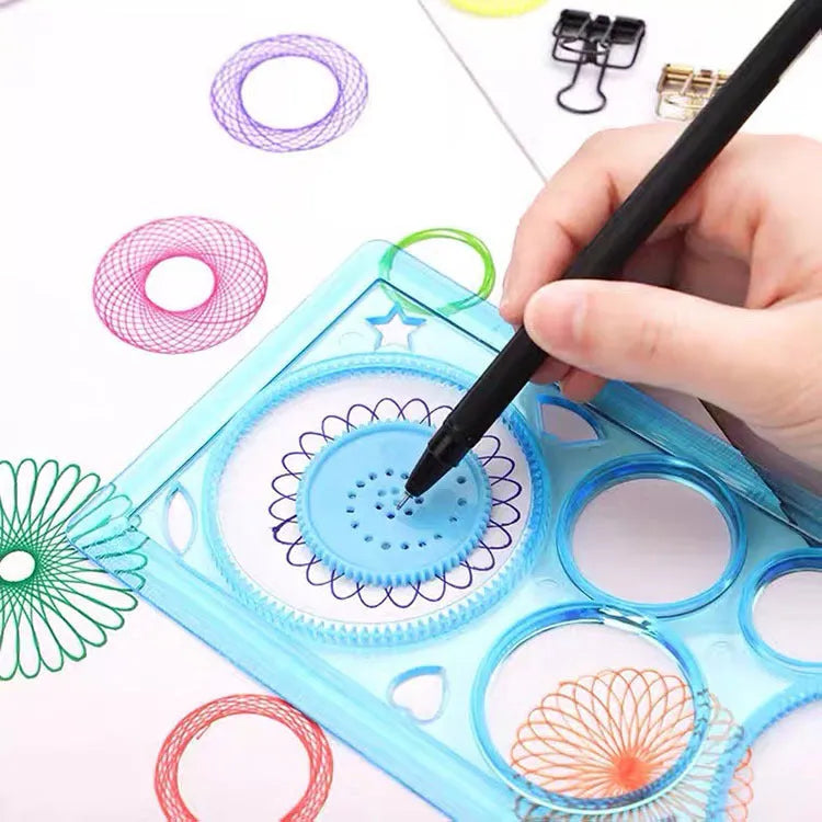 Plastic hollow wreath drawing template set showing multiple stencil shapes for craft projects
