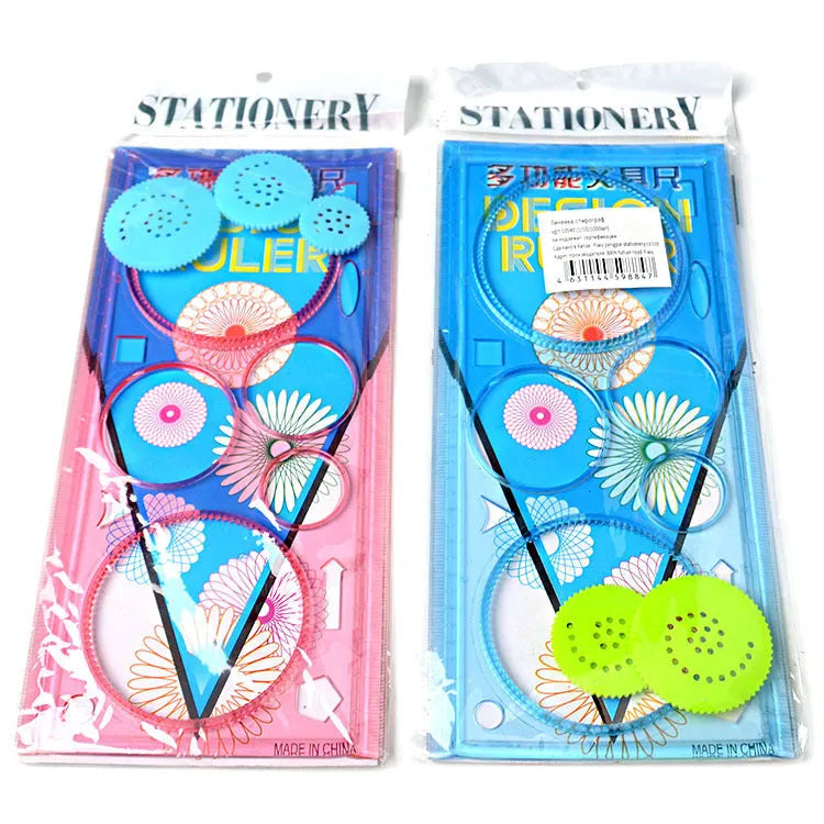 Plastic hollow wreath drawing template set showing multiple stencil shapes for craft projects