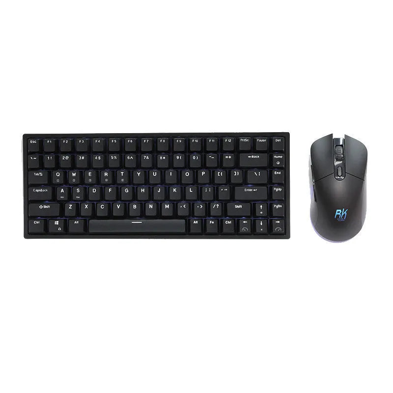RK526 wireless mechanical keyboard and mouse set in red, blue, or brown colour with USB transmitter