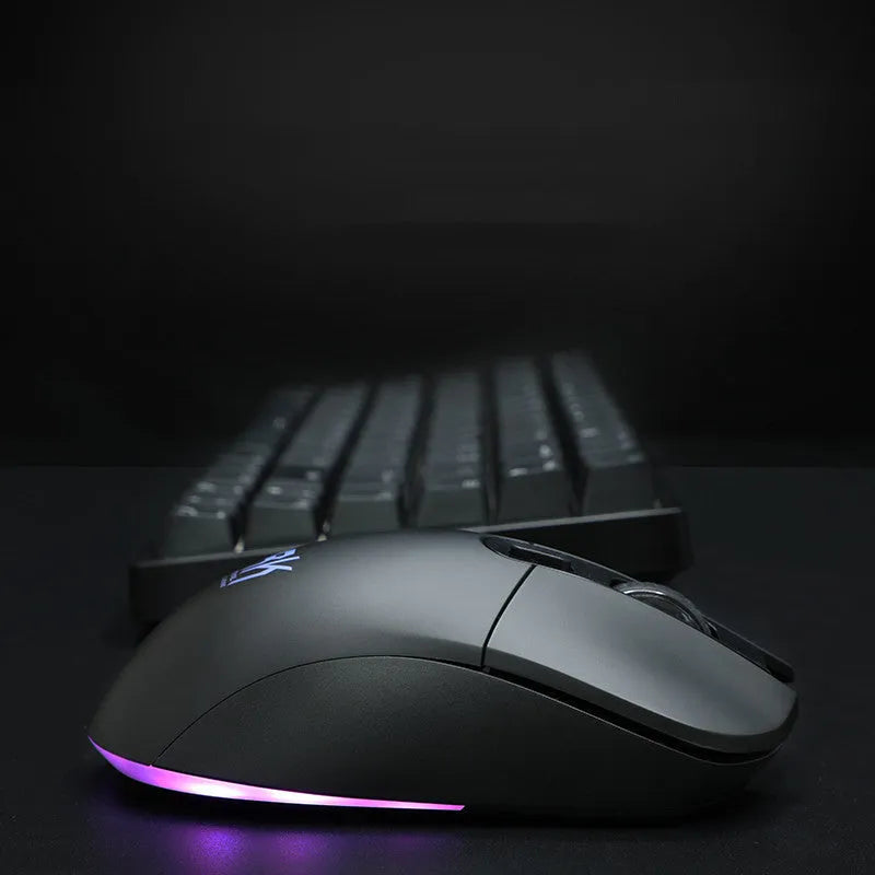 RK526 wireless mechanical keyboard and mouse set in red, blue, or brown colour with USB transmitter