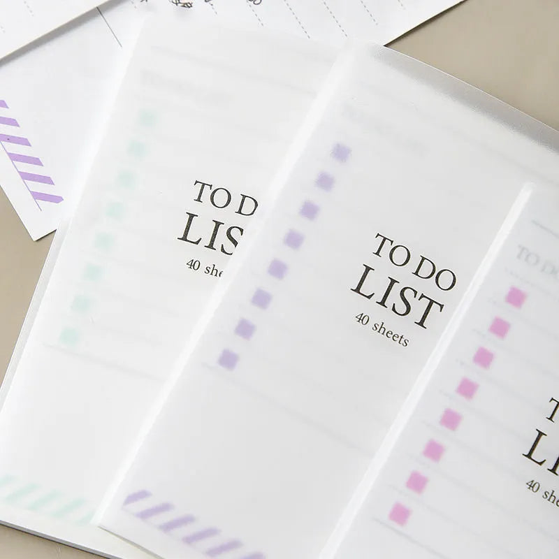 PP frosted notebook with tearable pages in yellow, green, and purple colours showing A6 13x8cm size