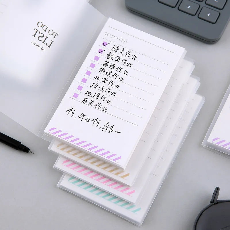 PP frosted notebook with tearable pages in yellow, green, and purple colours showing A6 13x8cm size