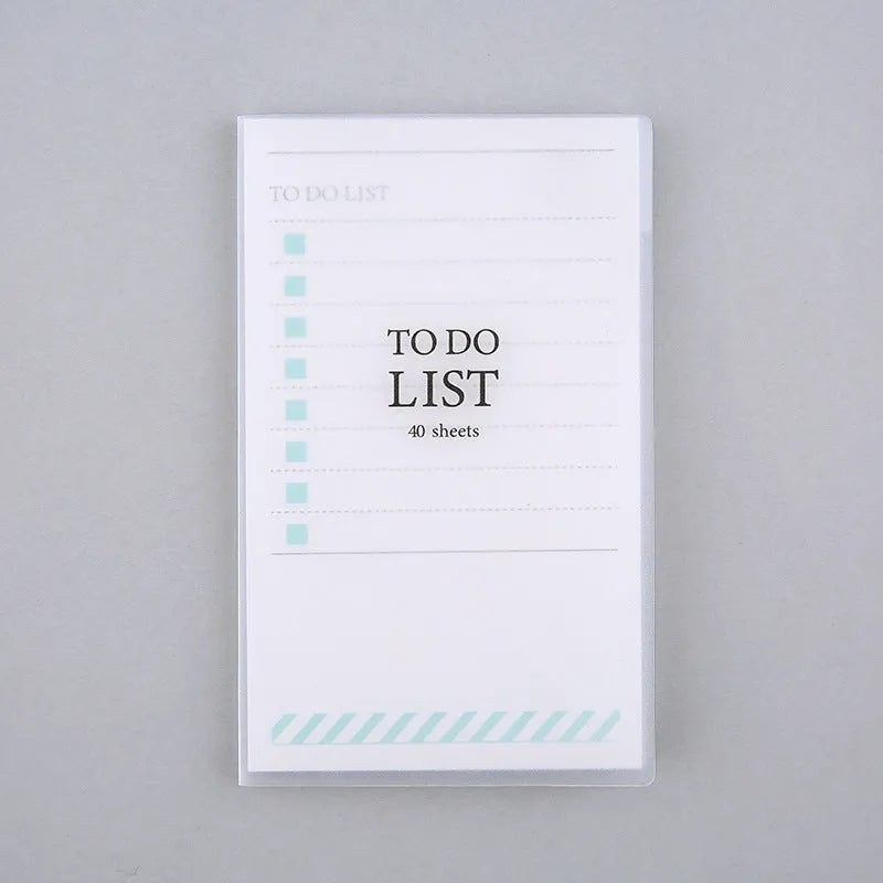 PP frosted notebook with tearable pages in yellow, green, and purple colours showing A6 13x8cm size
