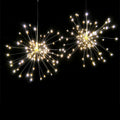 Solar-powered LED meteor shower hanging light with firework effect for garden or room decoration