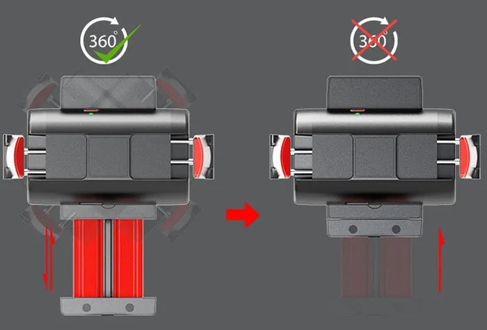 Black aluminium smartphone video stabiliser tripod extended to 716mm with phone clamp set at 90mm width