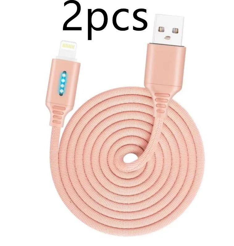 Fabric braided fast charging cable 1 metre long in various colours