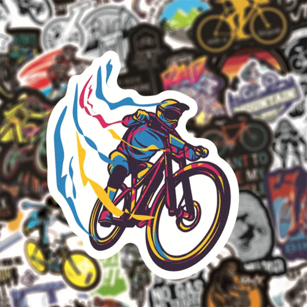 Bicycle Doodle Stickers pack showing cycling-themed designs for notebook refrigerator case decoration