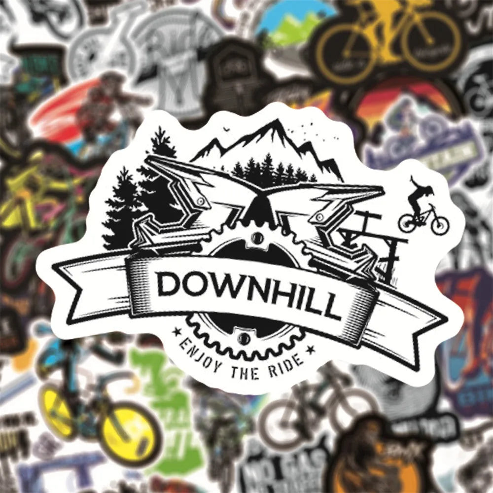 Bicycle Doodle Stickers pack showing cycling-themed designs for notebook refrigerator case decoration