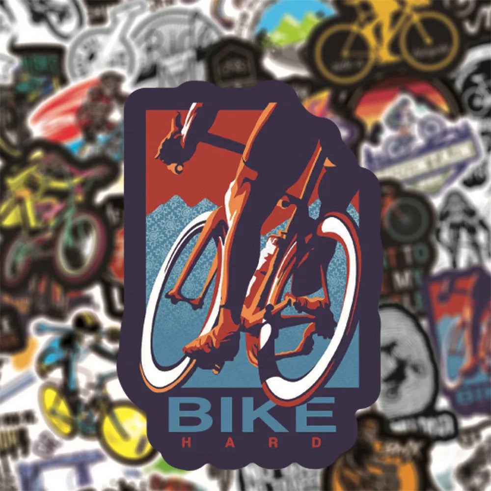 Bicycle Doodle Stickers pack showing cycling-themed designs for notebook refrigerator case decoration