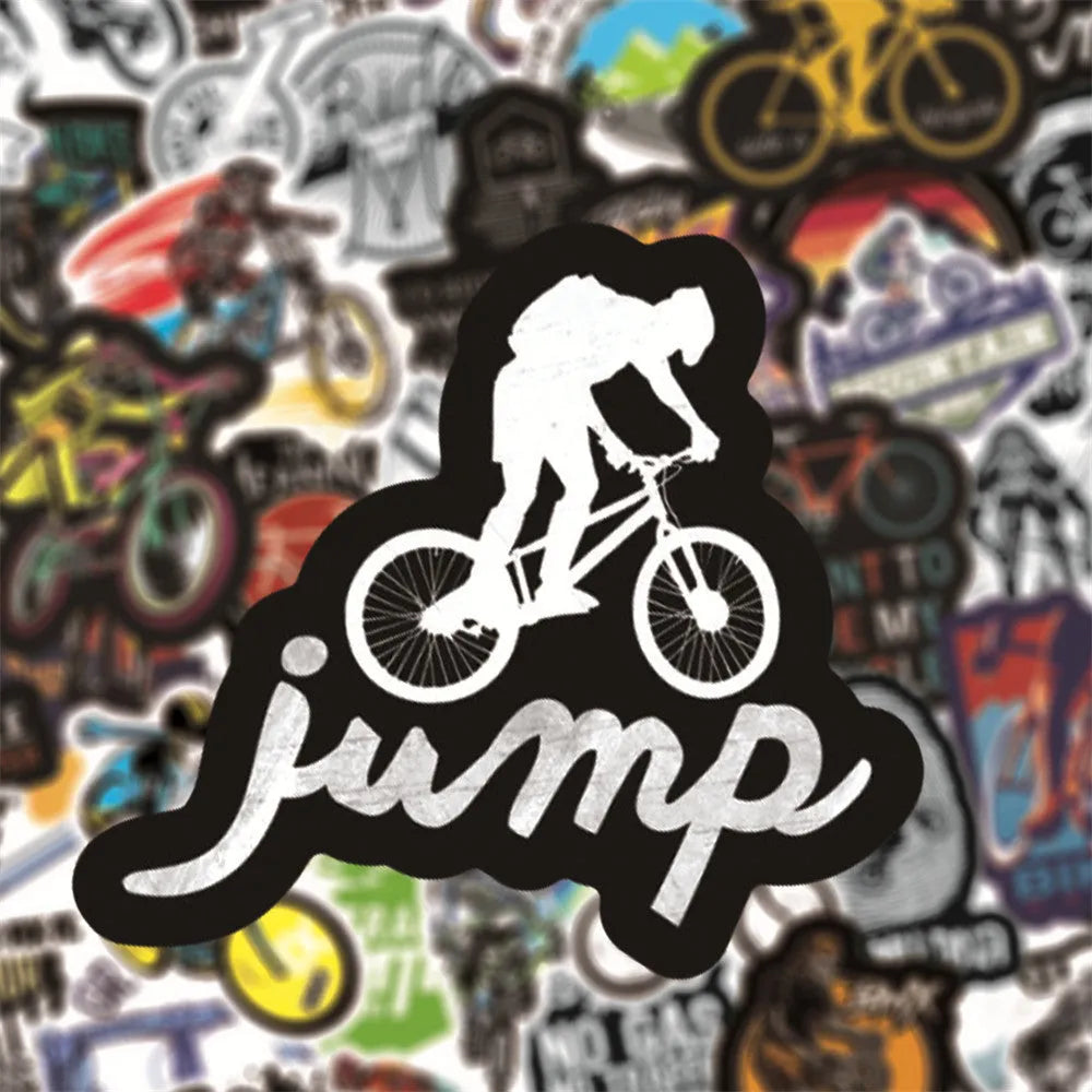Bicycle Doodle Stickers pack showing cycling-themed designs for notebook refrigerator case decoration