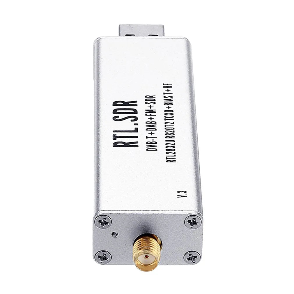 Black metal all-band software-defined radio receiver for aviation ADS-B and AM FM DAB+ radio.