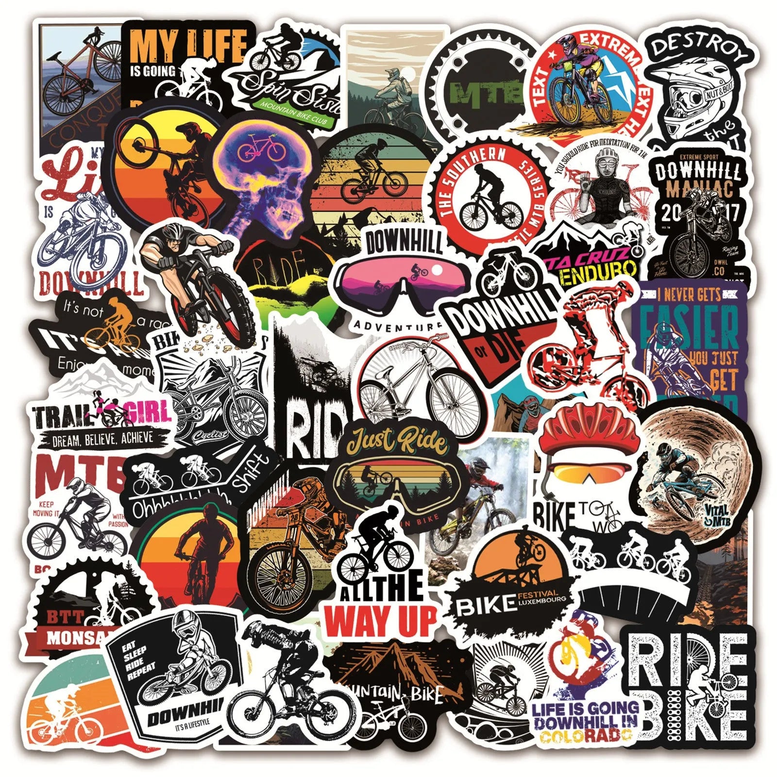 Bicycle Doodle Stickers pack showing cycling-themed designs for notebook refrigerator case decoration