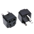 Square three-pin UK to US power adapter in black or white with 13A 250V rating