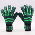 Green latex goalkeeper gloves for football training, sizes 7 to 10, neutral unisex design