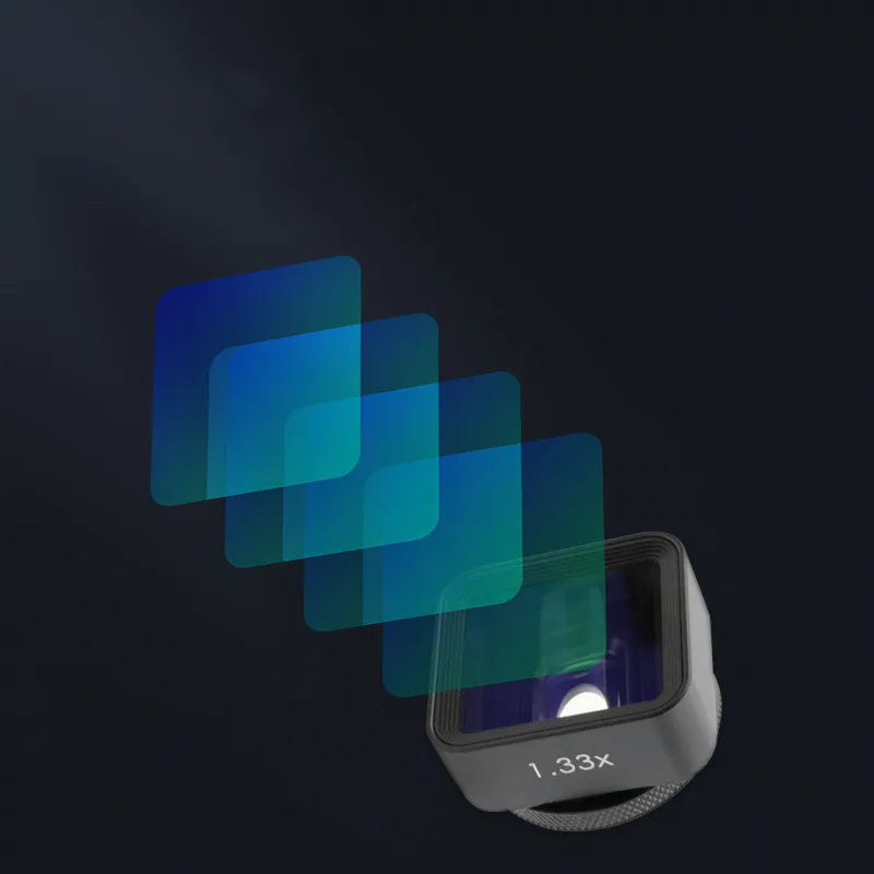 Black SANYK 1.33x anamorphic widescreen lens for mobile phones