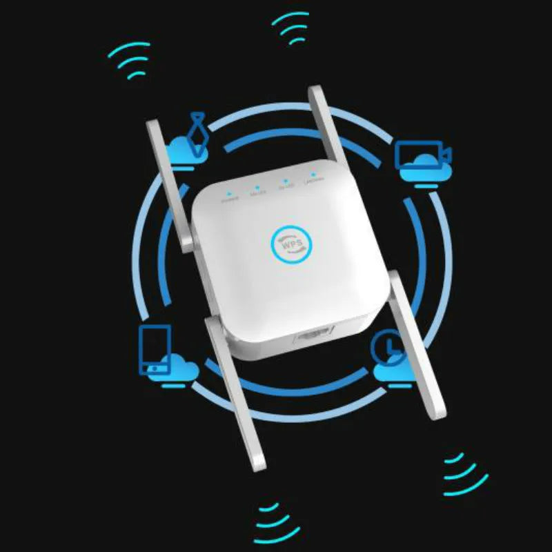PIXLINK AC24 white and black dual-band wireless WiFi router and range extender unit