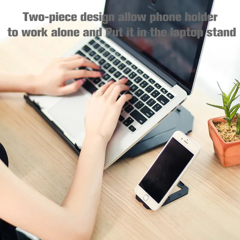Folding plastic laptop stand with turntable for 10-17 inch notebooks, in black colour option