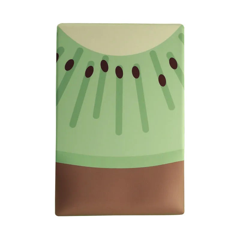 Kiwi fruit themed mouse pad with integrated thick grey gel wrist support cushion.