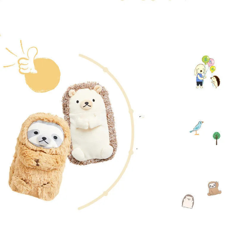 Soft velvet plush pencil case in a creative funny style for boys, shown in available colours.