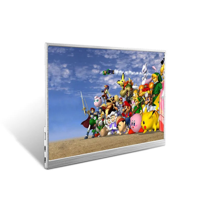 15-inch portable IPS monitor with HDMI cable on dark surface