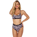 High waist split printed bikini in polyester fibre with sleeveless top for women