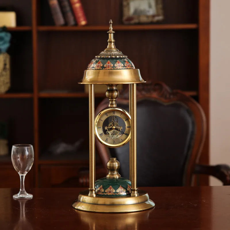 Nordic rectangular pendulum wall clock with metal frame and glass mirror showing dual LCD and pointer displays