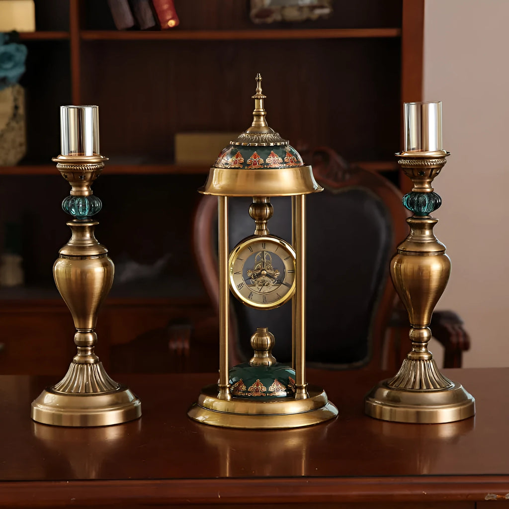 Nordic rectangular pendulum wall clock with metal frame and glass mirror showing dual LCD and pointer displays