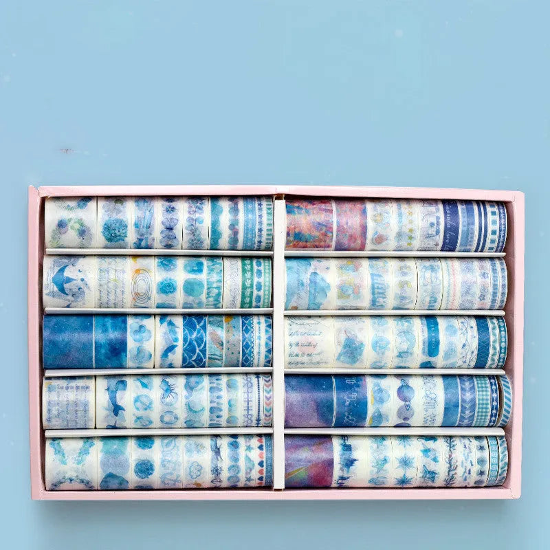 100 rolls of antique character hand account tape in cute colour salt design with widths from 0.5cm to 3.0cm