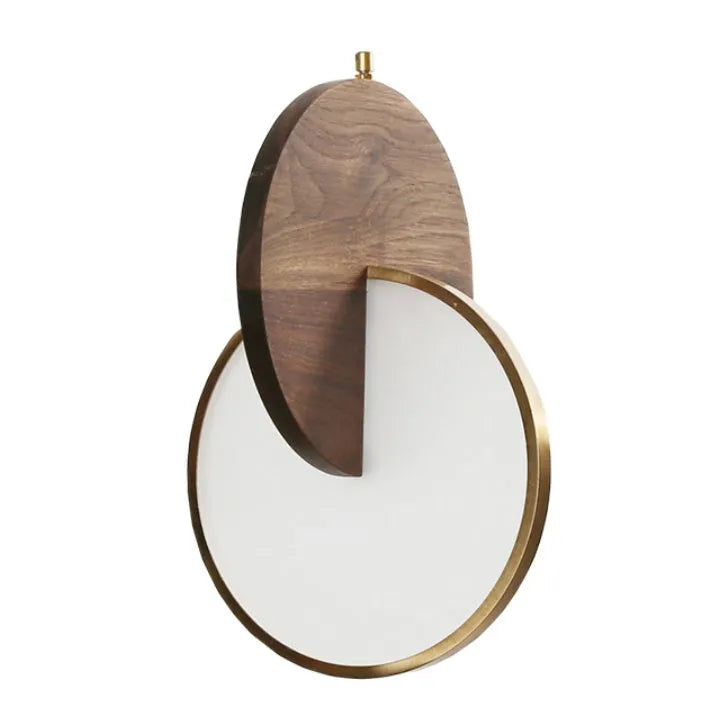 Long-line walnut wood wall chandelier with carving details and warm white LED lighting